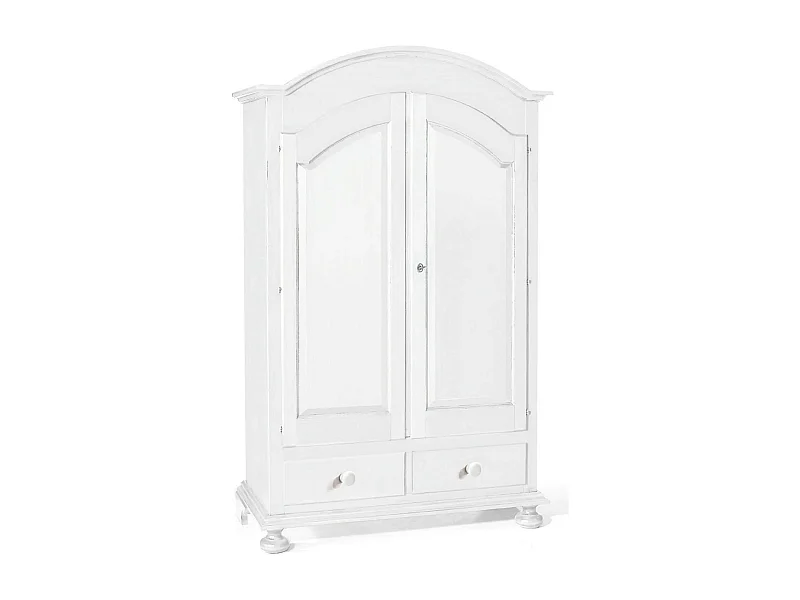 MilaniHome.it - Armadio 2 Porte 2 Cassetti Bianco Per Interno Camera Cameretta Arte Povera Massellodi coloreBianco