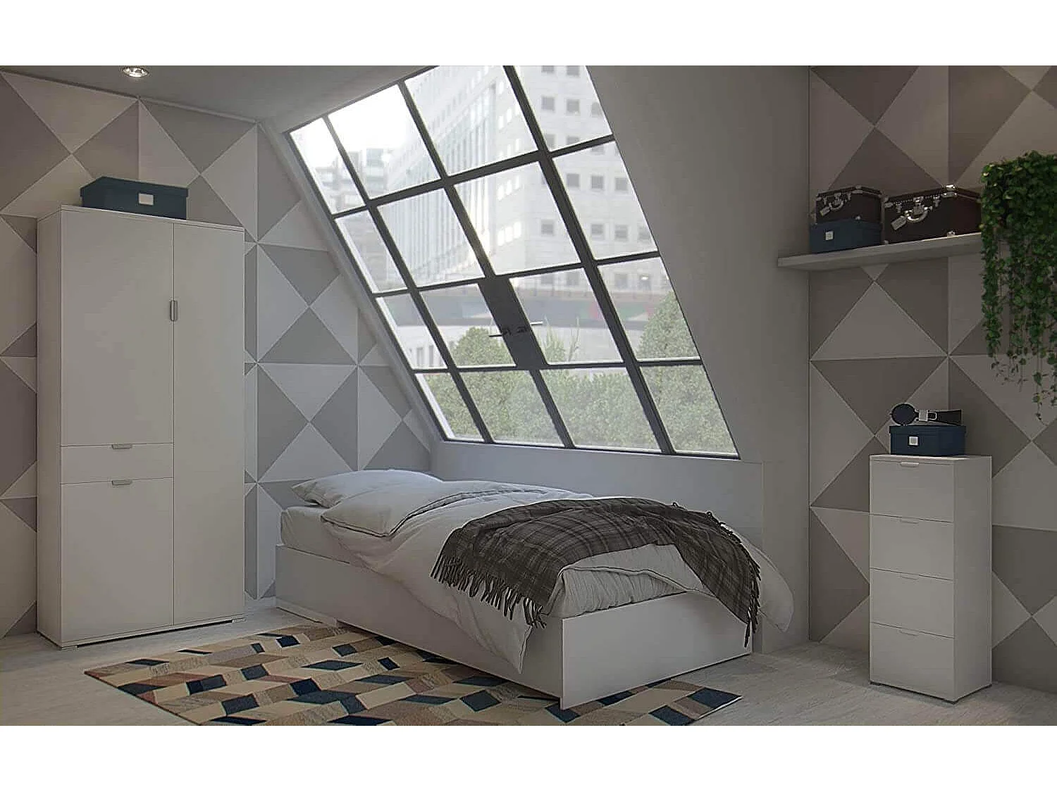 MilaniHome.it - armadio con 3 ante e un cassetto per soggiorno cucina bagno fatto in Italia cm 75x38x174 hdi coloreBianco