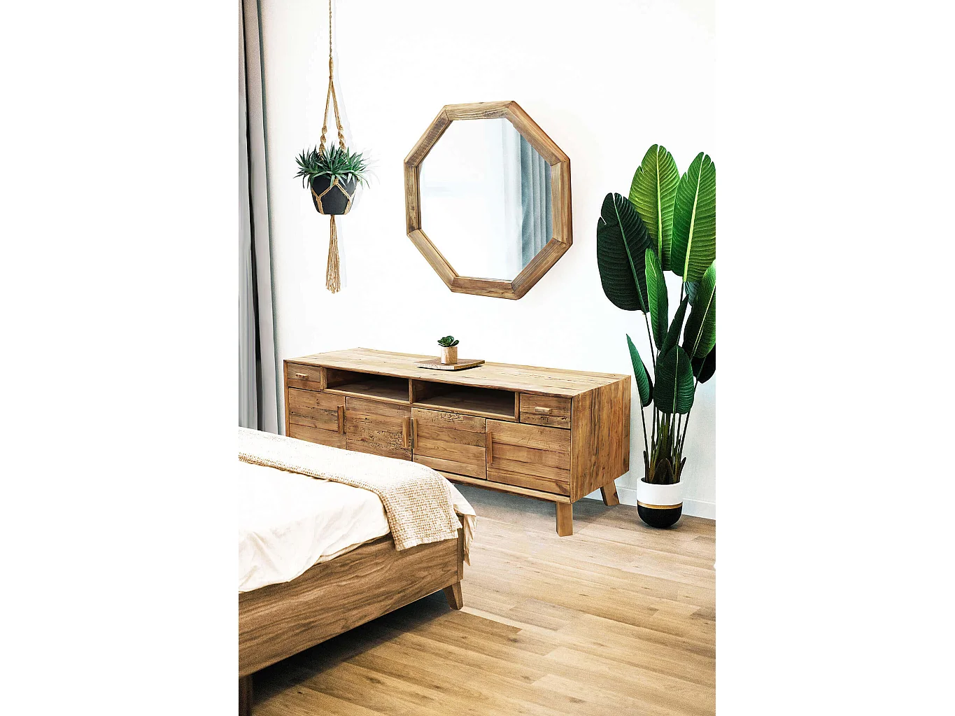 MilaniHome.it - specchio di design moderno in legno di pino riciclato massiccio stile moderno vintagedi coloreMarrone