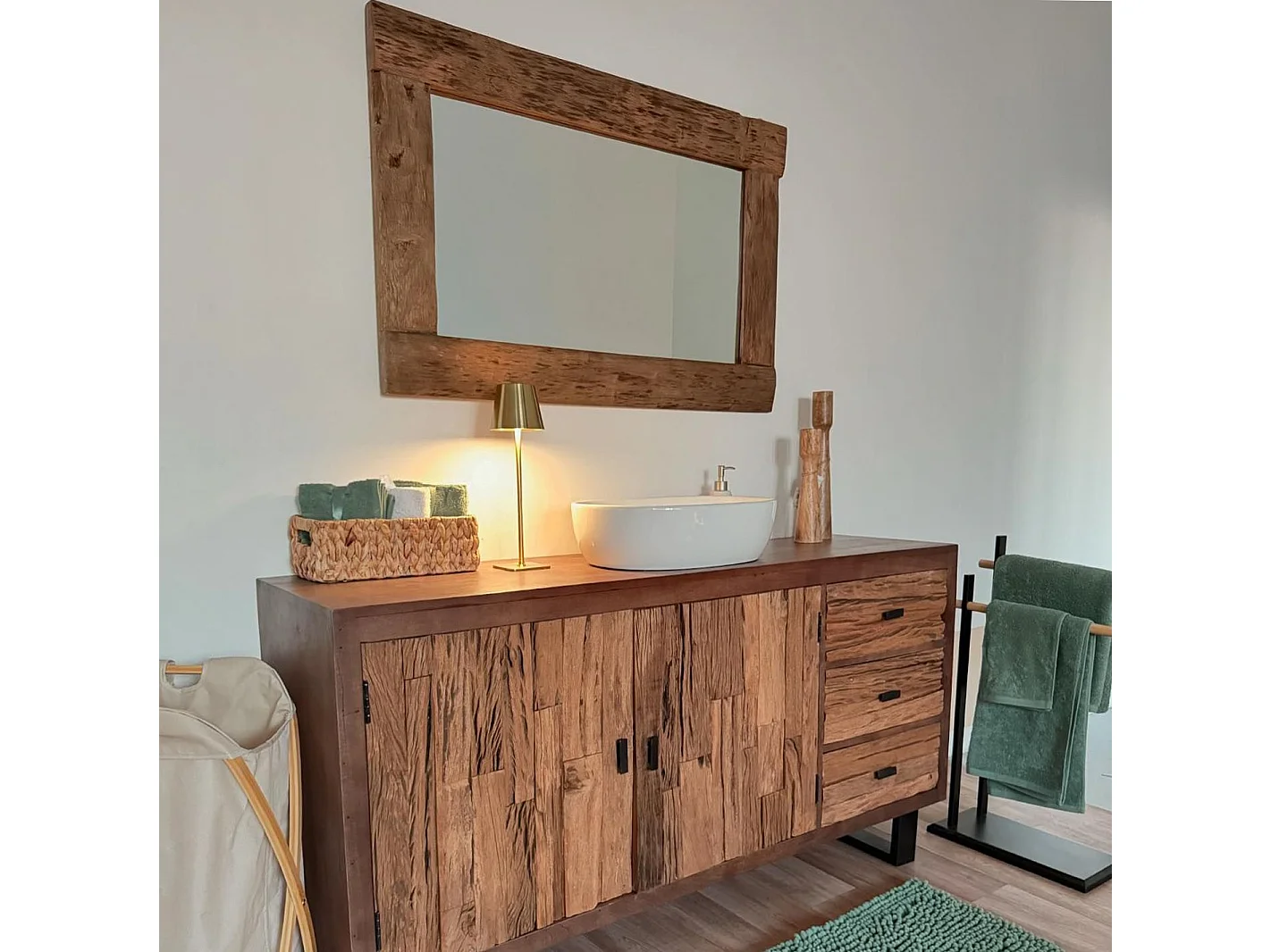 MilaniHome.it - specchio con cornice in legno per camera da letto salotto soggiorno cucina di design industrial cm 71,5x4x110 hdi coloreMarrone