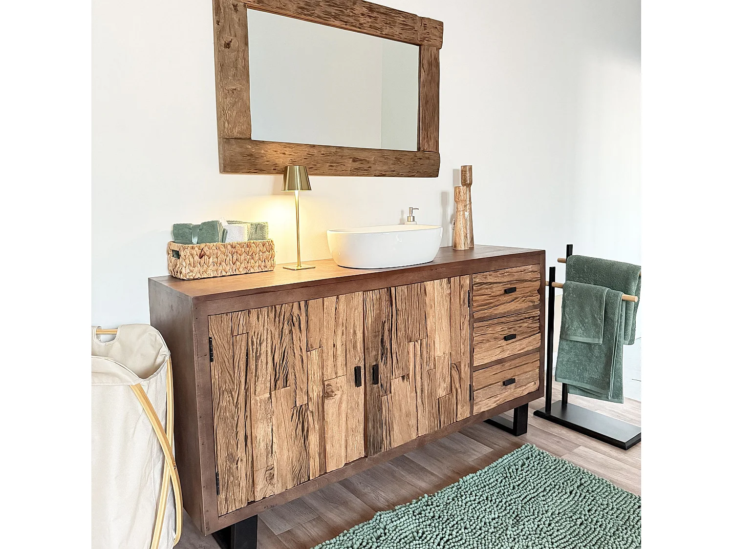 MilaniHome.it - specchio con cornice in legno per camera da letto salotto soggiorno cucina di design industrial cm 71,5x4x110 hdi coloreMarrone