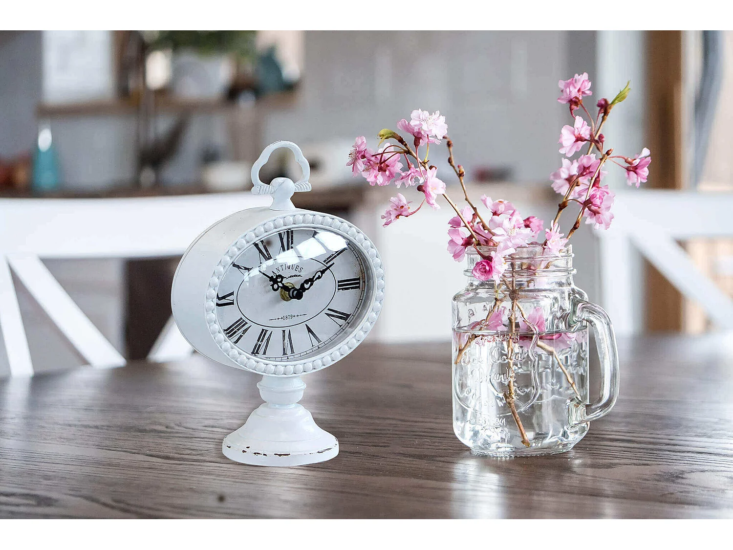 MilaniHome.it - Orologio Classico Da Appoggio Soprammobile Analogico Stile Vintage Classicodi coloreBianco