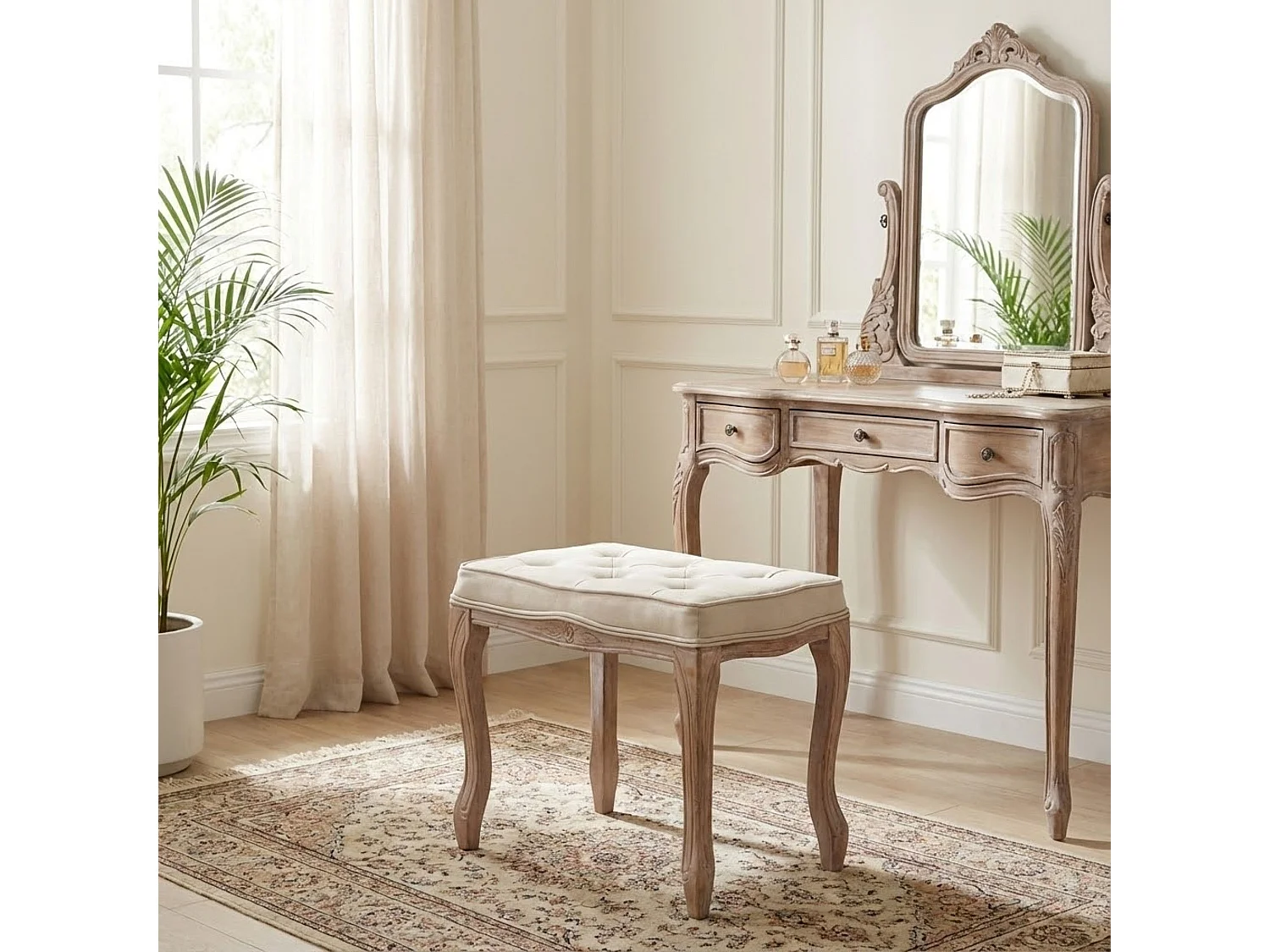 MilaniHome.it - sgabello vintage in tessuto di design moderno vintage cm 50x36x47 hdi coloreBeige