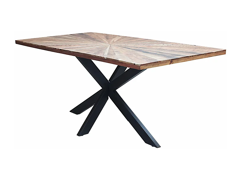 MilaniHome.it - tavolo con piano in legno massiccio di design moderno industrial cm 180 x 90 x 77 hdi coloreMarrone