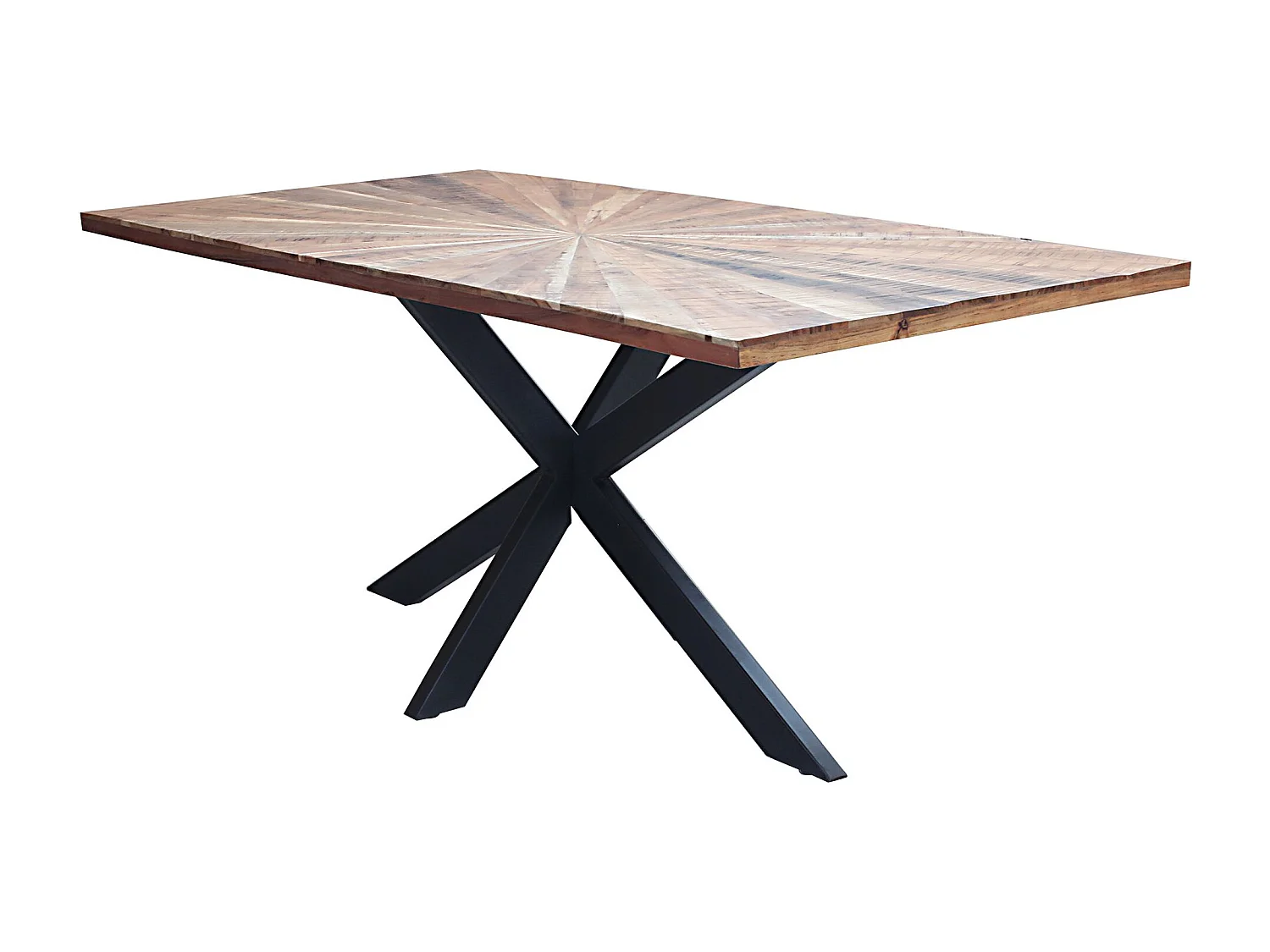 MilaniHome.it - tavolo con piano in legno massiccio di design moderno industrial cm 180 x 90 x 77 hdi coloreMarrone