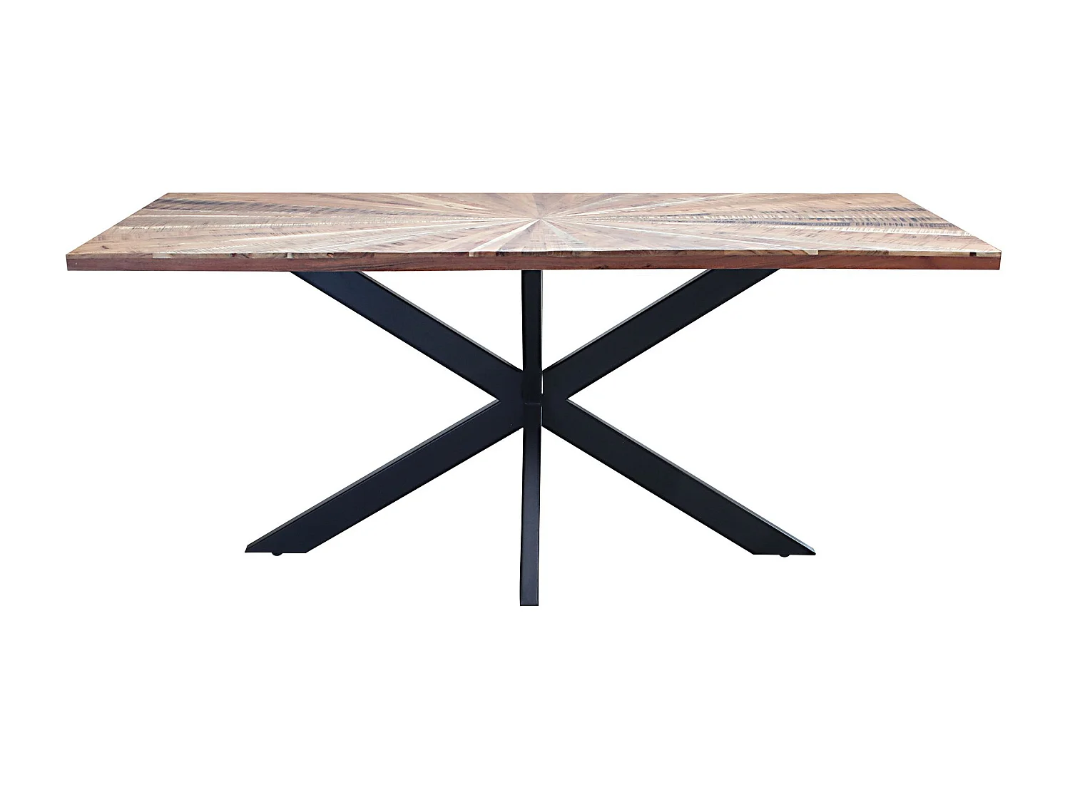 MilaniHome.it - tavolo con piano in legno massiccio di design moderno industrial cm 180 x 90 x 77 hdi coloreMarrone