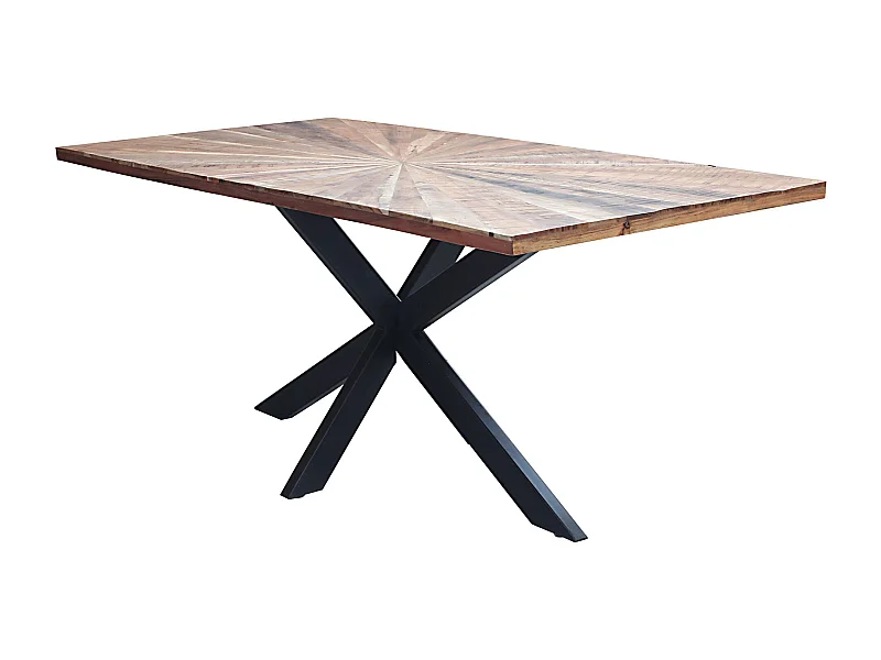 MilaniHome.it - tavolo con piano in legno massiccio di design moderno industrial cm 180 x 90 x 77 hdi coloreMarrone