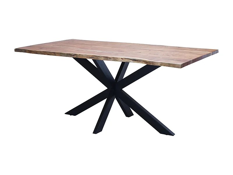 MilaniHome.it - tavolo con piano in legno massiccio di design moderno industrial cm 180 x 90 x 77 hdi coloreMarrone