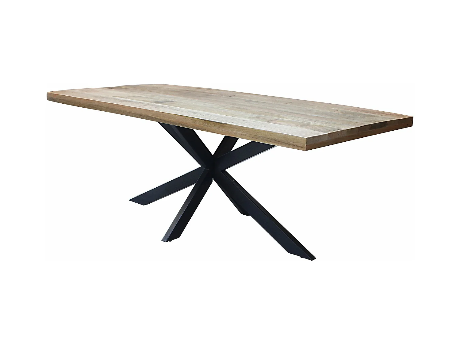 MilaniHome.it - tavolo con piano in legno massiccio di design moderno industrial cm 200 x 100 x 77 hdi coloreMarrone