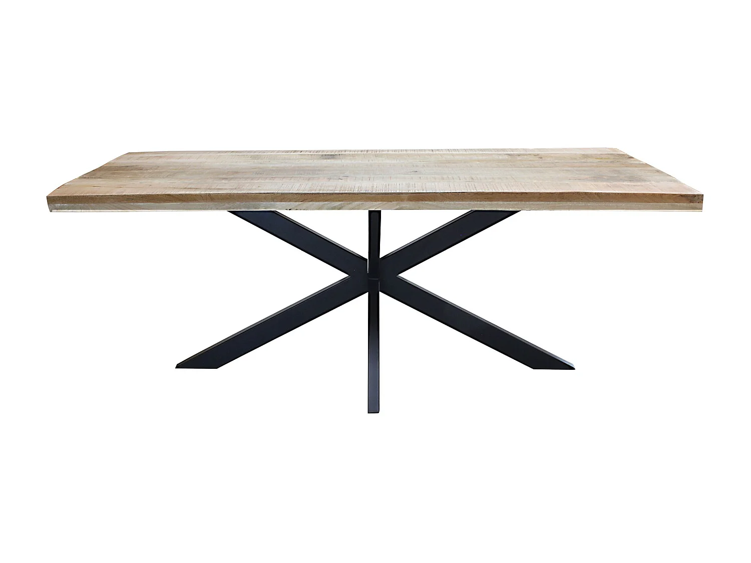 MilaniHome.it - tavolo con piano in legno massiccio di design moderno industrial cm 200 x 100 x 77 hdi coloreMarrone