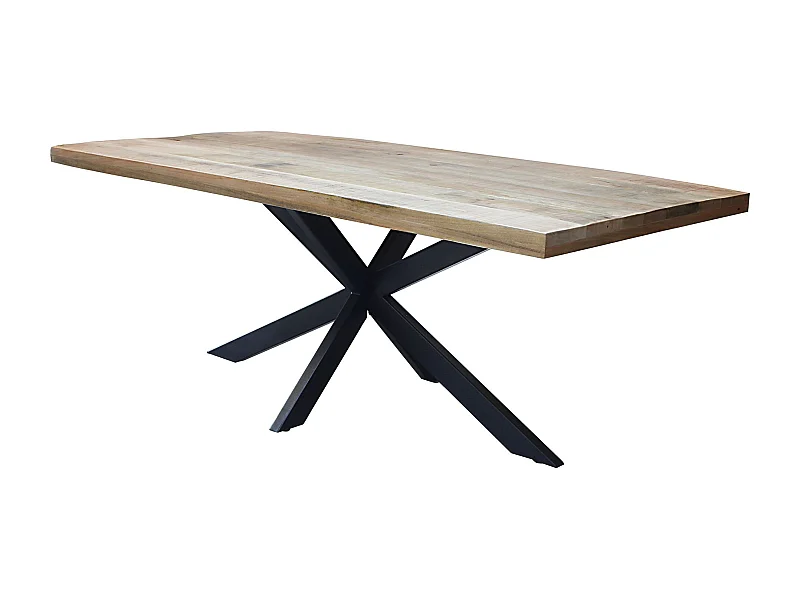 MilaniHome.it - tavolo con piano in legno massiccio di design moderno industrial cm 200 x 100 x 77 hdi coloreMarrone