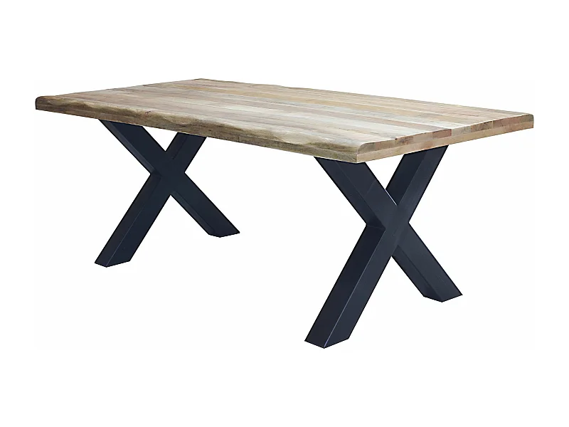 MilaniHome.it - tavolo con piano in legno massiccio di design moderno industrial cm 200 x 100 x 77 hdi coloreMarrone