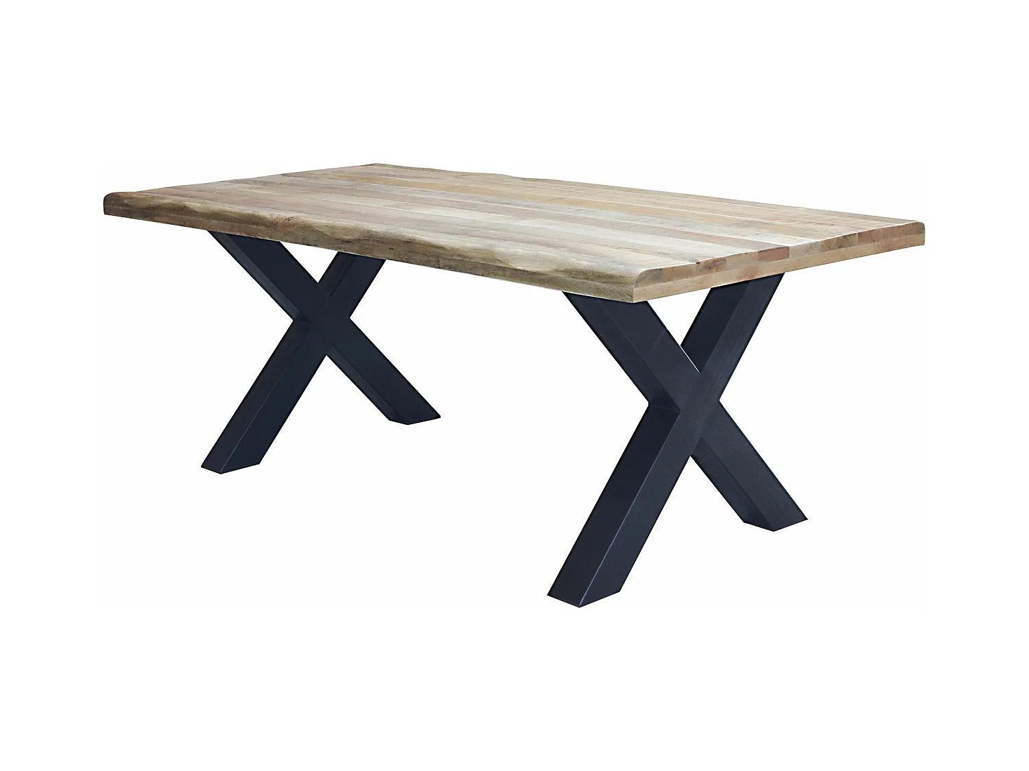 MilaniHome.it - tavolo con piano in legno massiccio di design moderno industrial cm 200 x 100 x 77 hdi coloreMarrone