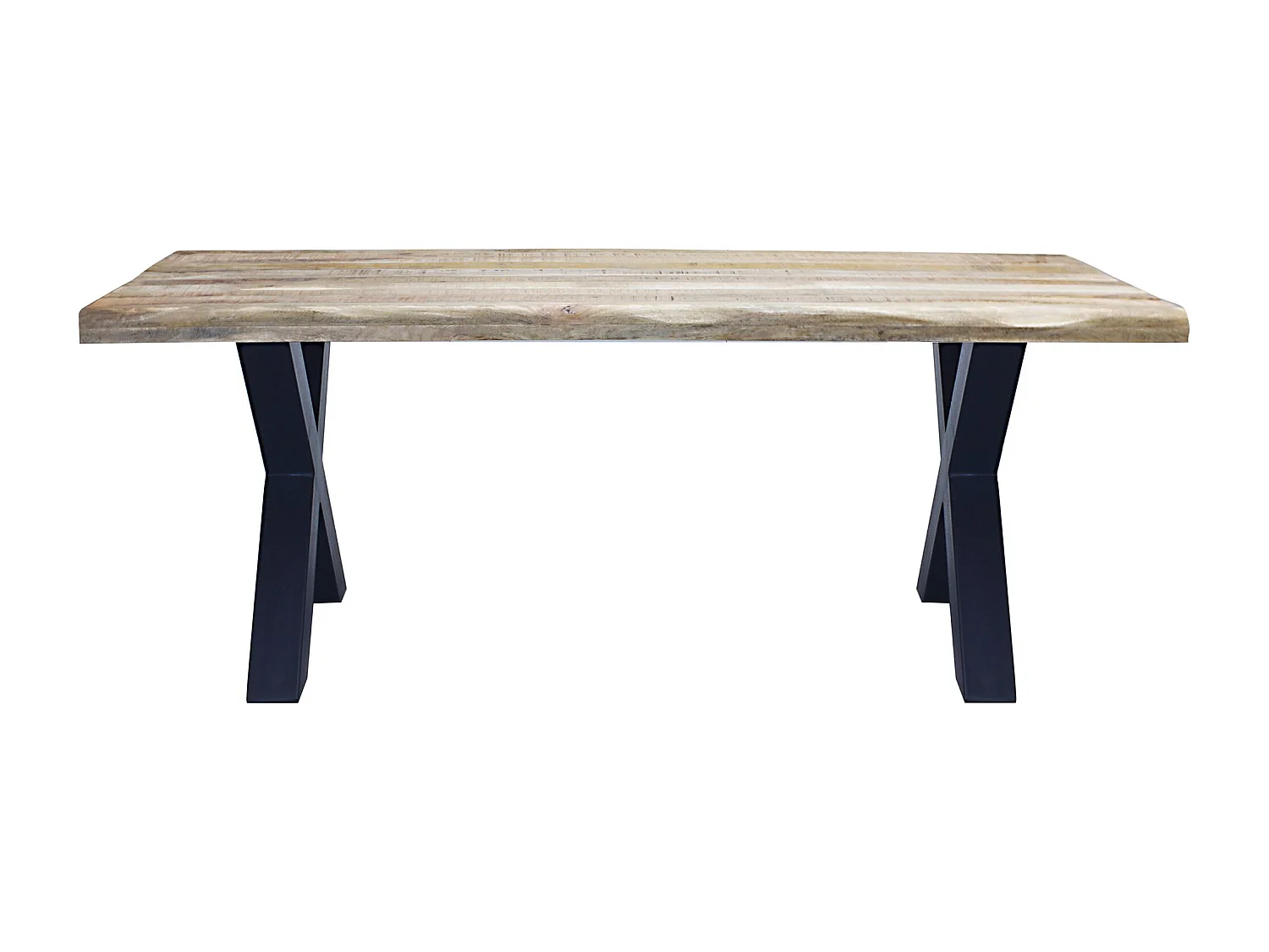 MilaniHome.it - tavolo con piano in legno massiccio di design moderno industrial cm 200 x 100 x 77 hdi coloreMarrone