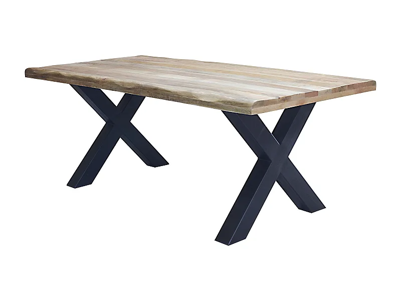 MilaniHome.it - tavolo con piano in legno massiccio di design moderno industrial cm 200 x 100 x 77 hdi coloreMarrone