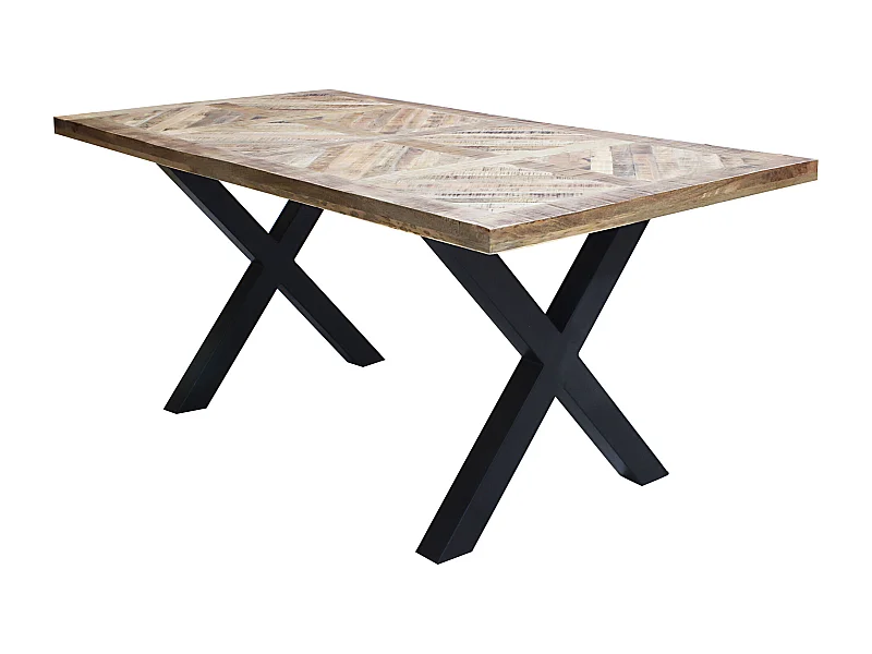 MilaniHome.it - tavolo con piano in legno massiccio di design moderno industrial cm 180 x 90 x 77 hdi coloreMarrone