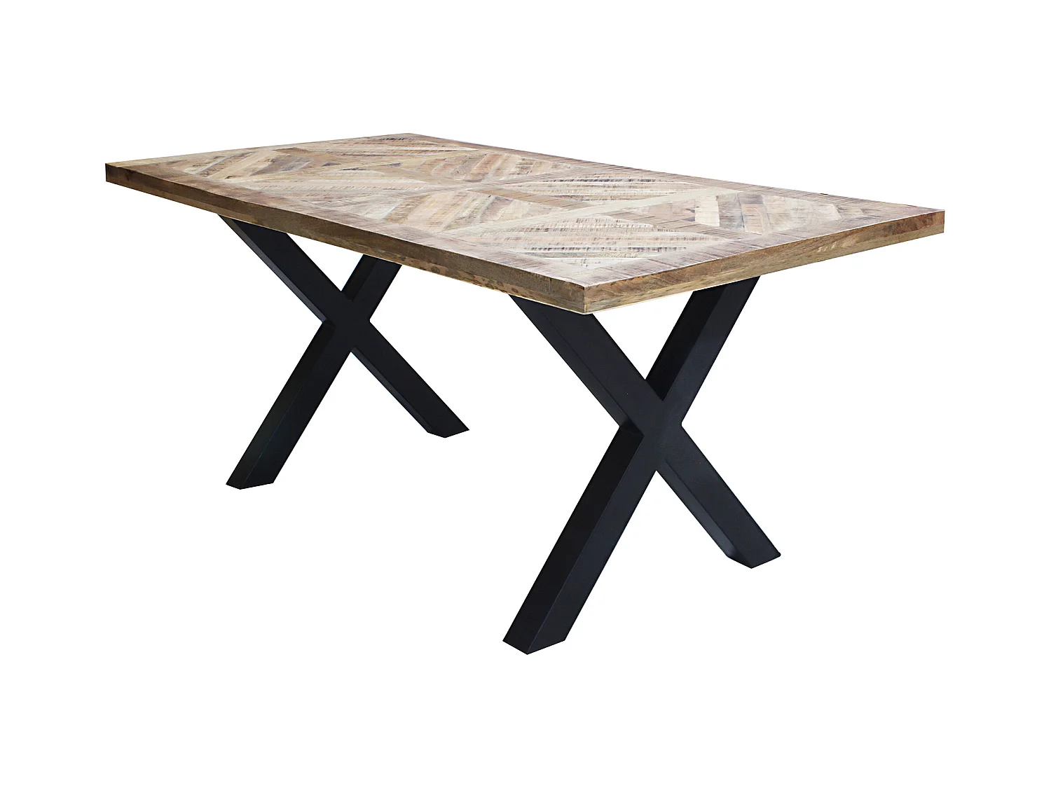 MilaniHome.it - tavolo con piano in legno massiccio di design moderno industrial cm 180 x 90 x 77 hdi coloreMarrone