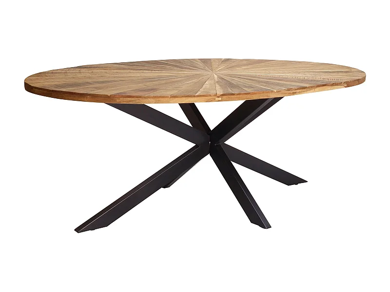 MilaniHome.it - tavolo con piano in legno massiccio di design moderno industrial cm 200 x 100 x 77 hdi coloreMarrone