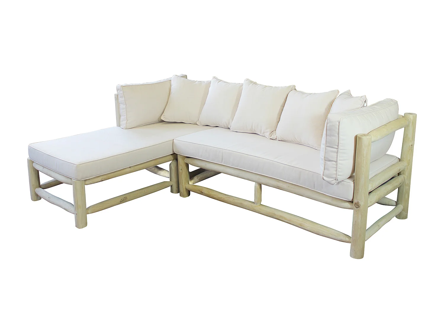 MilaniHome.it - divano in teak da esterno con chaise longue di design per esterno giardino cm 70 x 150 x 67 h / 140 x 70 x 67 hdi coloreBianco