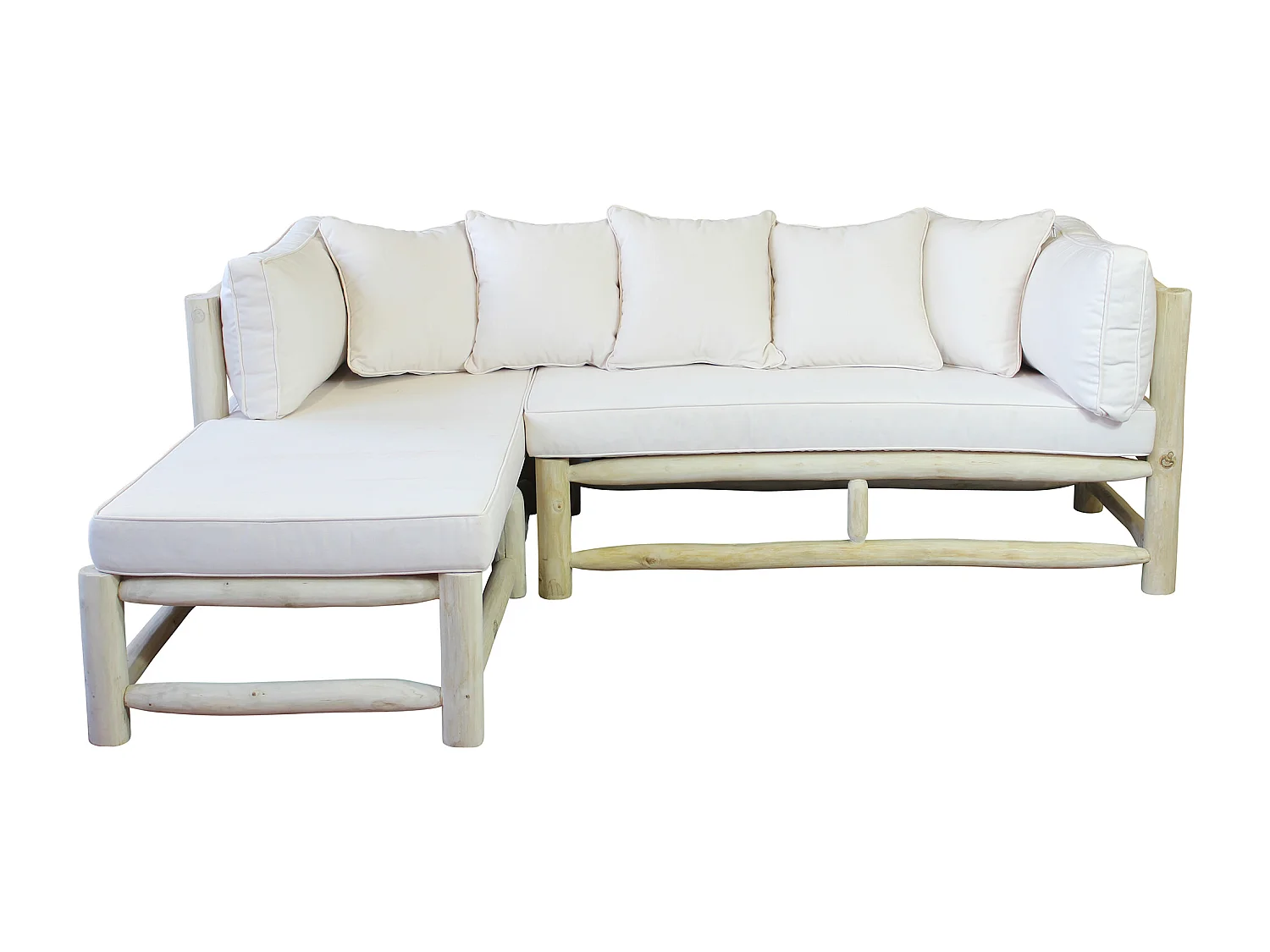 MilaniHome.it - divano in teak da esterno con chaise longue di design per esterno giardino cm 70 x 150 x 67 h / 140 x 70 x 67 hdi coloreBianco