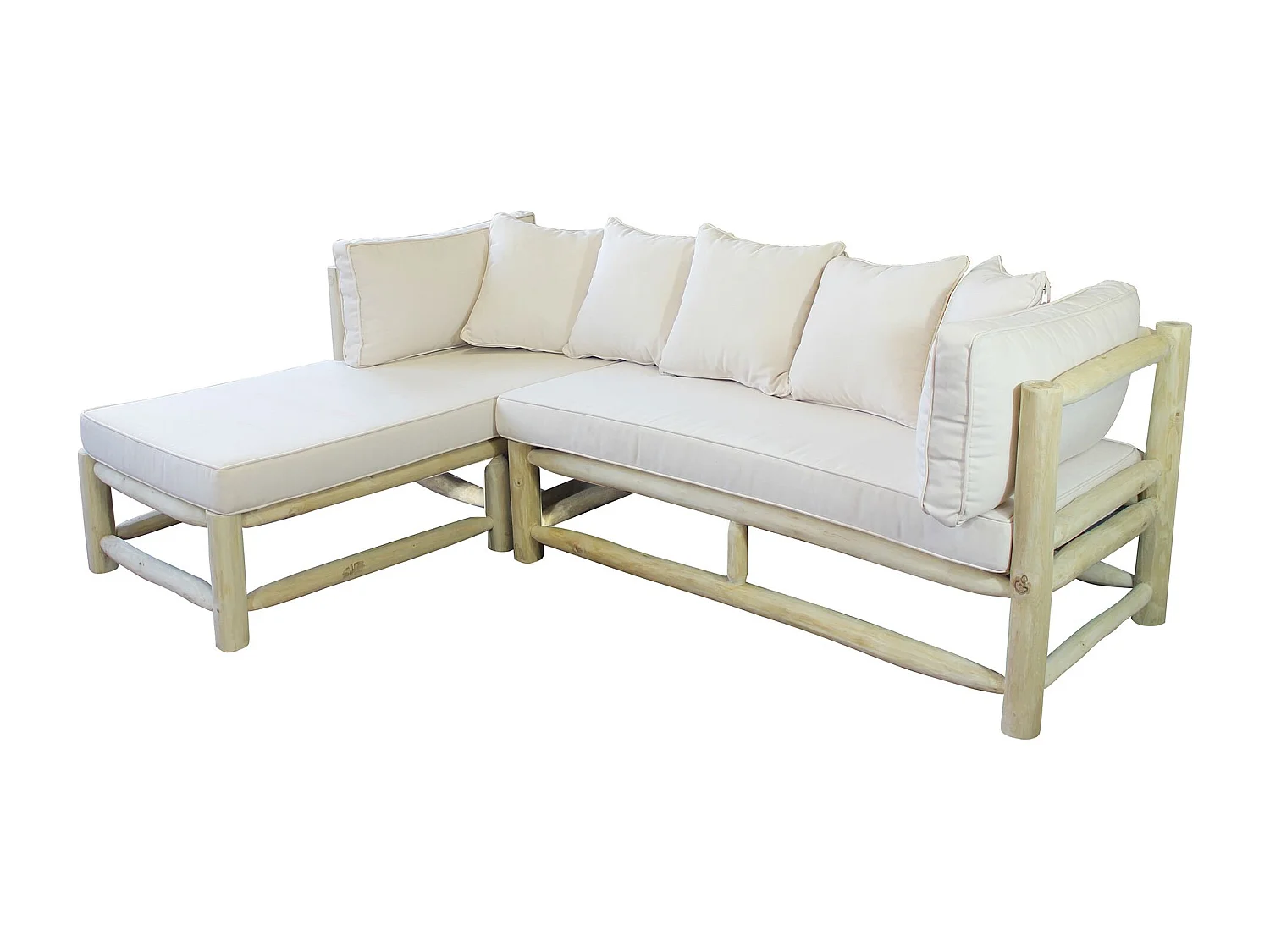 MilaniHome.it - divano in teak da esterno con chaise longue di design per esterno giardino cm 70 x 150 x 67 h / 140 x 70 x 67 hdi coloreBianco