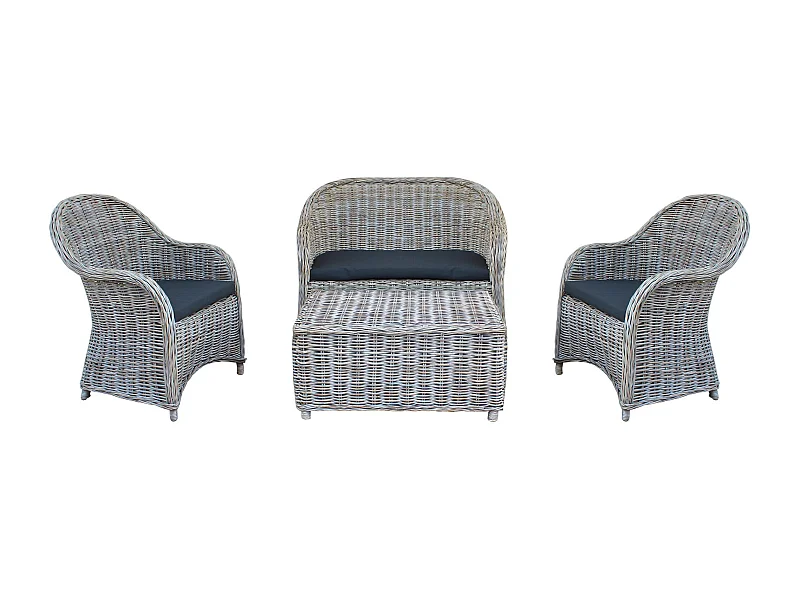 MilaniHome.it - salotto da giardino in rattan 2 posti con cuscini di design per esterno giardino cm 125 l x 85 p x 70 hdi coloreGrigio