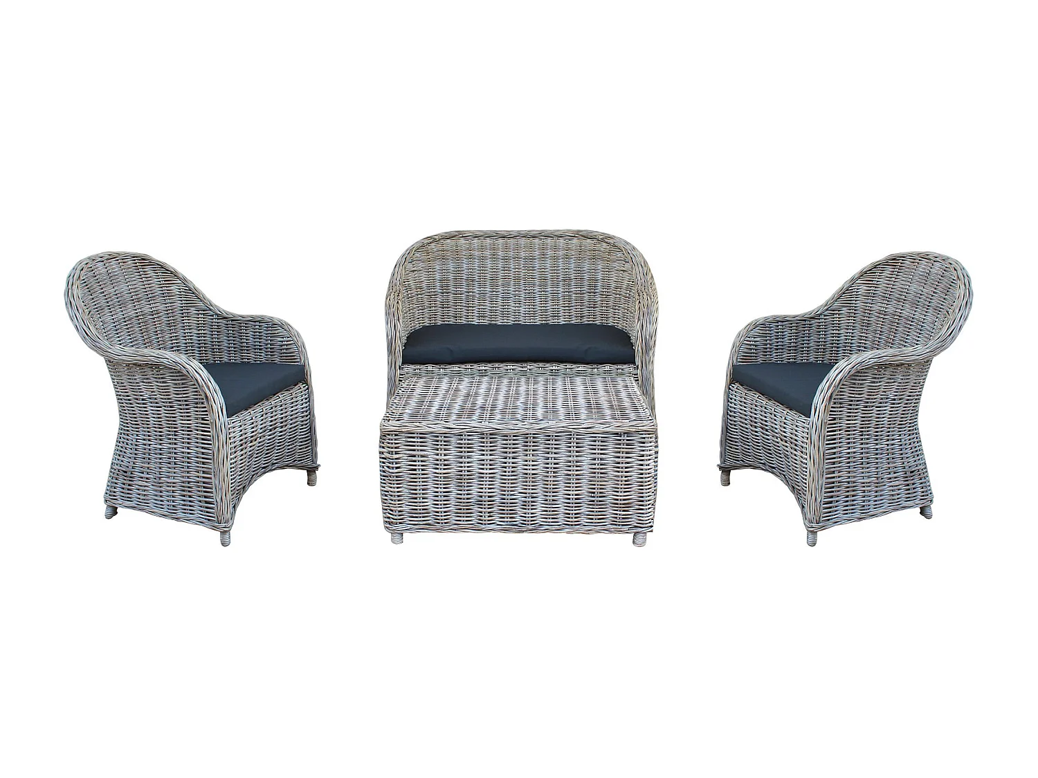 MilaniHome.it - salotto da giardino in rattan 2 posti con cuscini di design per esterno giardino cm 125 l x 85 p x 70 hdi coloreGrigio