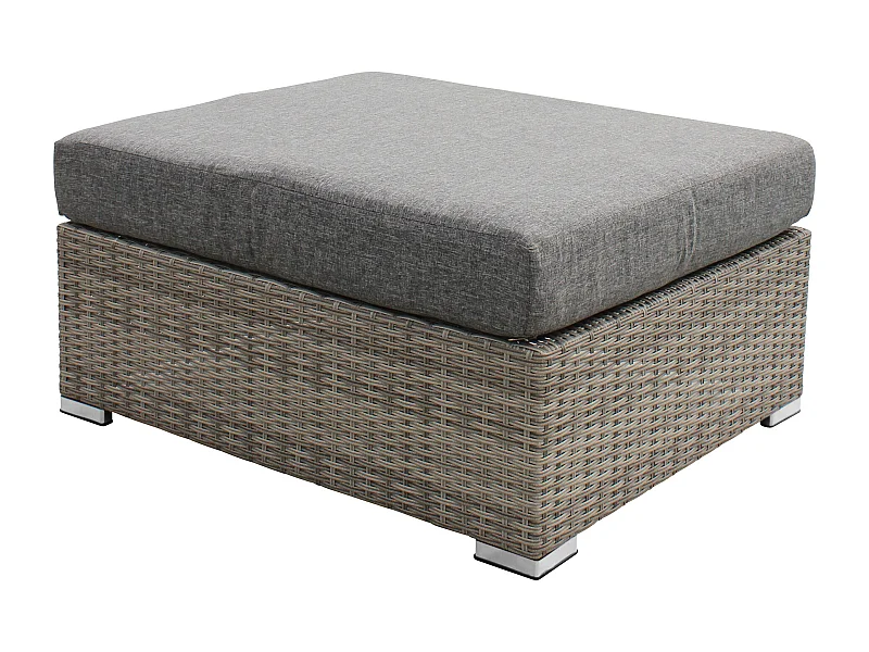 MilaniHome.it - poggiapiedi per salotto modulare da esterno in alluminio e wicker di design per esterno giardino cm 90 l x 77 p x 30 hdi coloreGrigio