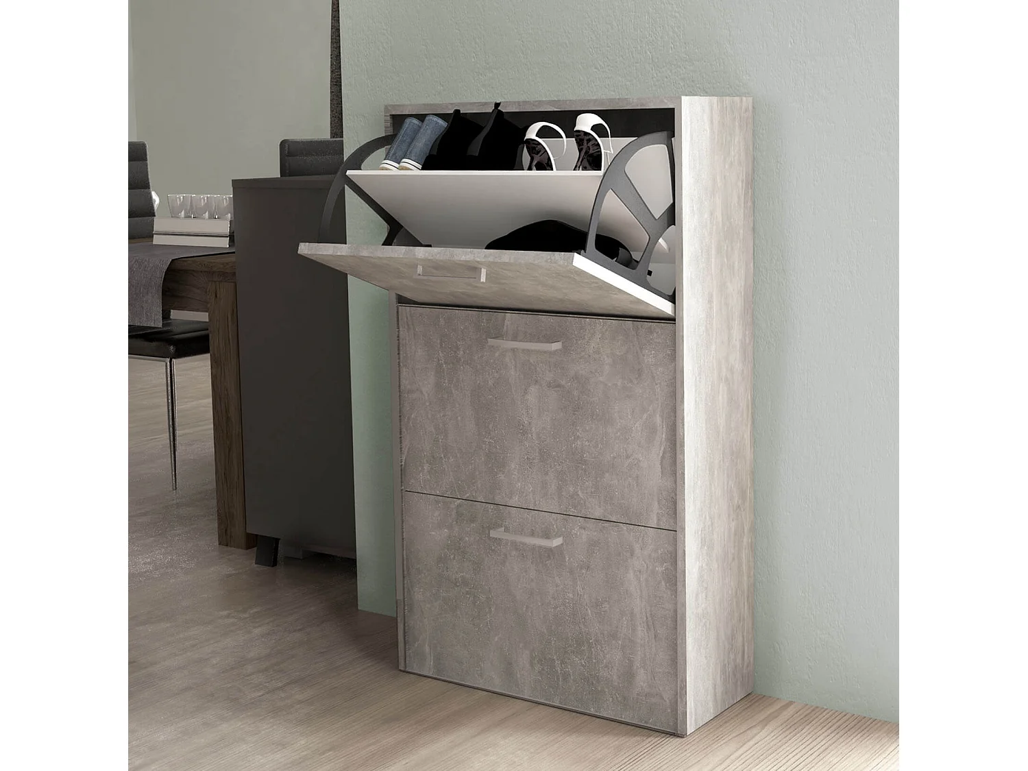 MilaniHome.it - scarpiera 3 ante a ribalta cm 59x25x105 h Colore: Cementodi coloreCemento