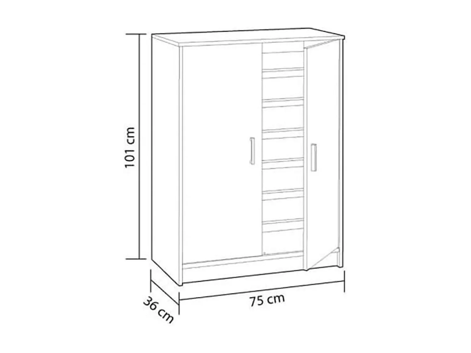 Armoire à Chaussures avec 2 portes couleur blanc - Longueur 75 x Hauteur 101 x Profondeur 36 cm