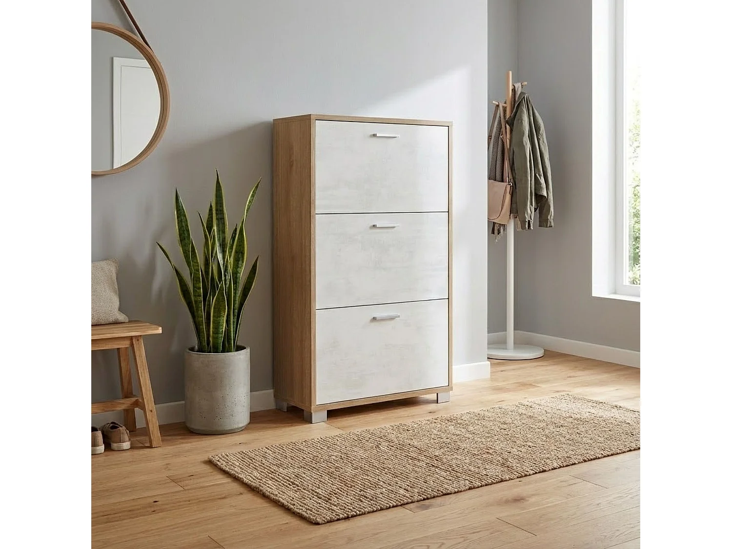 MilaniHome.it - scarpiera a 3 ante di design moderno cm 70 l x 29 p x 118 hdi coloreBianco