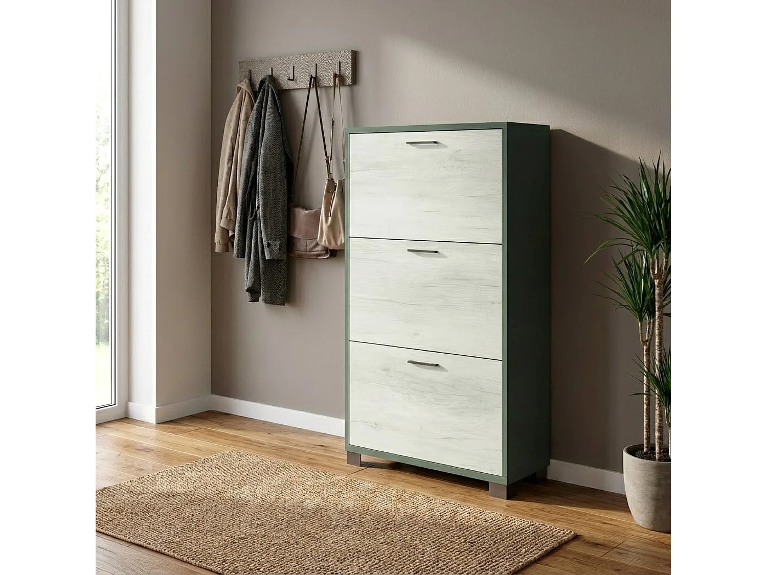 MilaniHome.it - scarpiera a 3 ante di design moderno cm 70 l x 29 p x 115 hdi coloreBianco