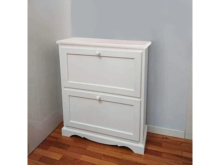 MilaniHome.it - Scarpiera In Legno Massello 79x30x90 Colore: Biancodi coloreBianco