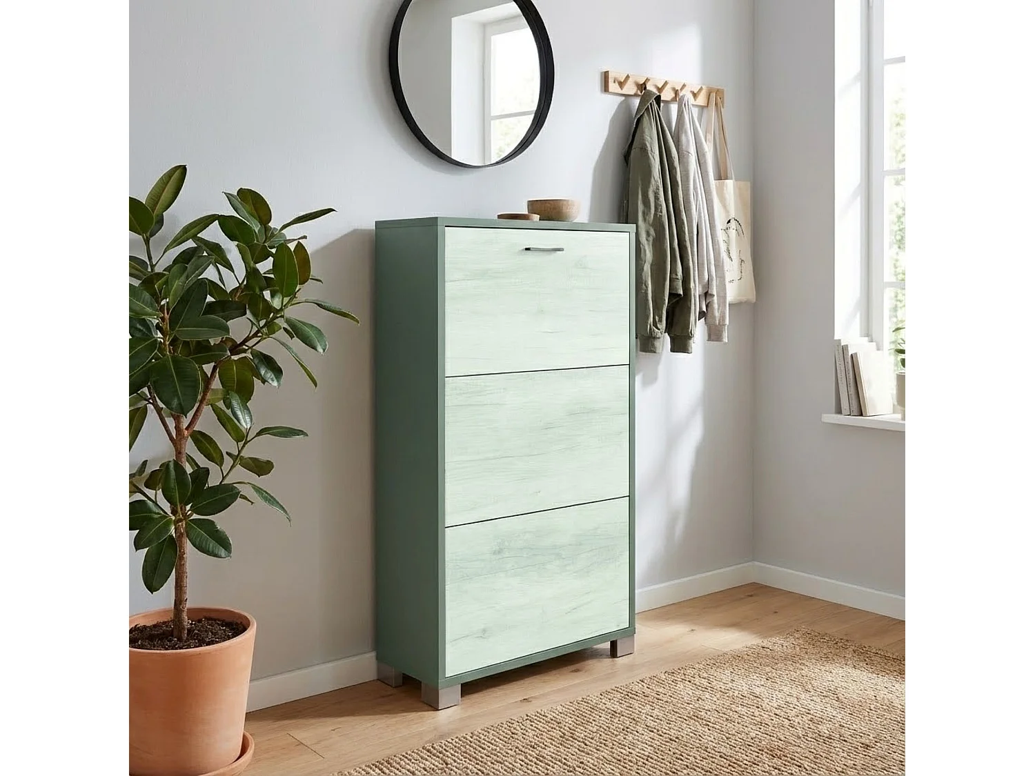 MilaniHome.it - scarpiera a 3 ante di design moderno cm 70 l x 18 p x 115 hdi coloreBianco