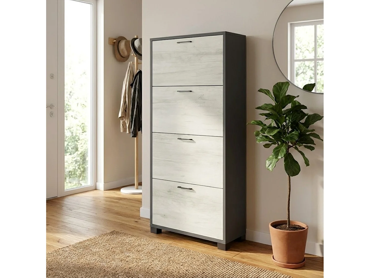 MilaniHome.it - scarpiera a 4 ante di design moderno cm 70 l x 29 p x 151 hdi coloreBianco