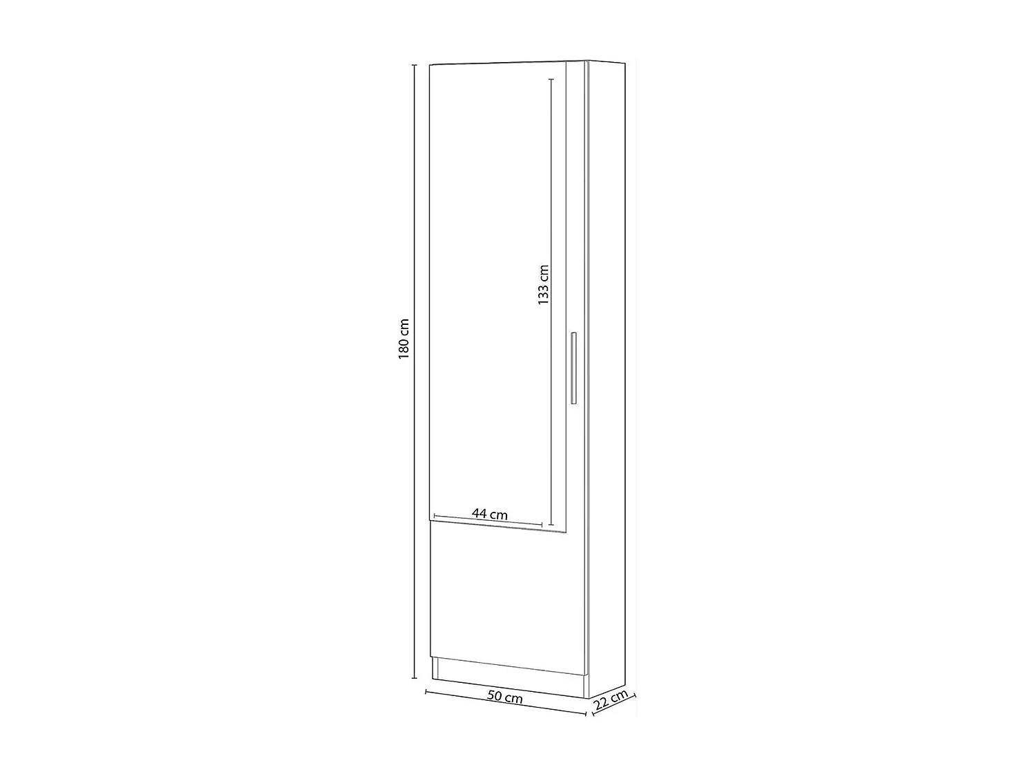 Étagère à chaussures avec miroir d'entrée couleur chêne canadien - Longueur 50 x Hauteur 180 x Profondeur 22 cm