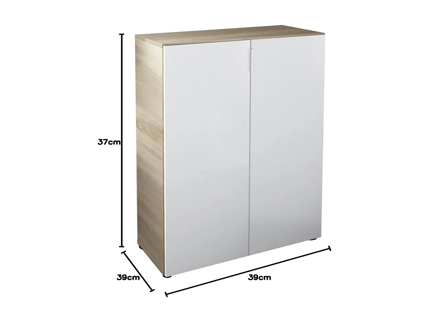 Meuble à Chaussures avec 6 étagéres couleur chêne candien / blanc artic - Longueur 72 x Hauteur 103 x Profondeur 36 cm