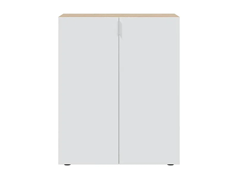 Meuble à Chaussures avec 6 étagéres couleur chêne candien / blanc artic - Longueur 72 x Hauteur 103 x Profondeur 36 cm