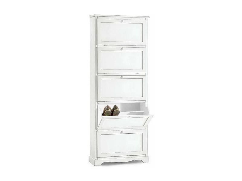 MilaniHome.it - Scarpiera In Legno Massello 79x30x210 Colore: Biancodi coloreBianco