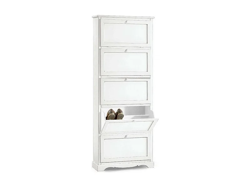 MilaniHome.it - Scarpiera In Legno Massello 79x30x210 Colore: Biancodi coloreBianco