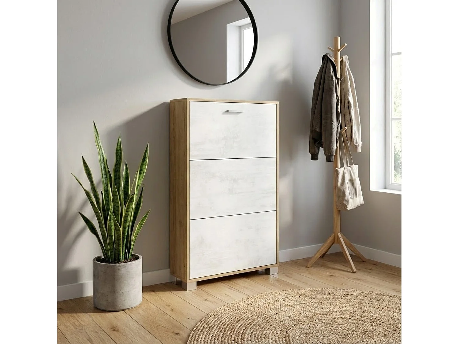 MilaniHome.it - scarpiera a 3 ante di design moderno cm 70 l x 18 p x 118 hdi coloreBianco