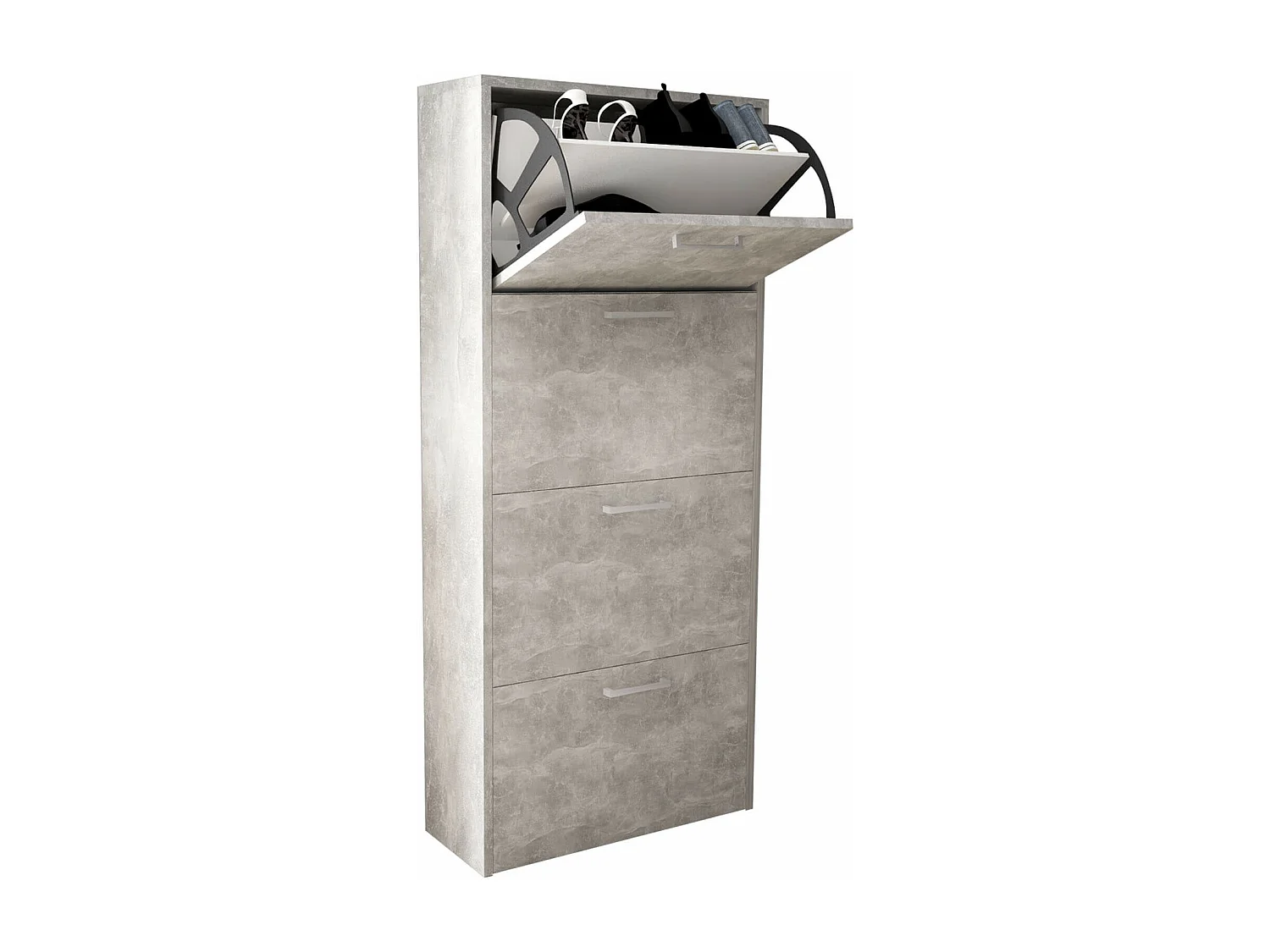 MilaniHome.it - scarpiera 4 ante a ribalta cm 59x25x140 h Colore: Cementodi coloreCemento