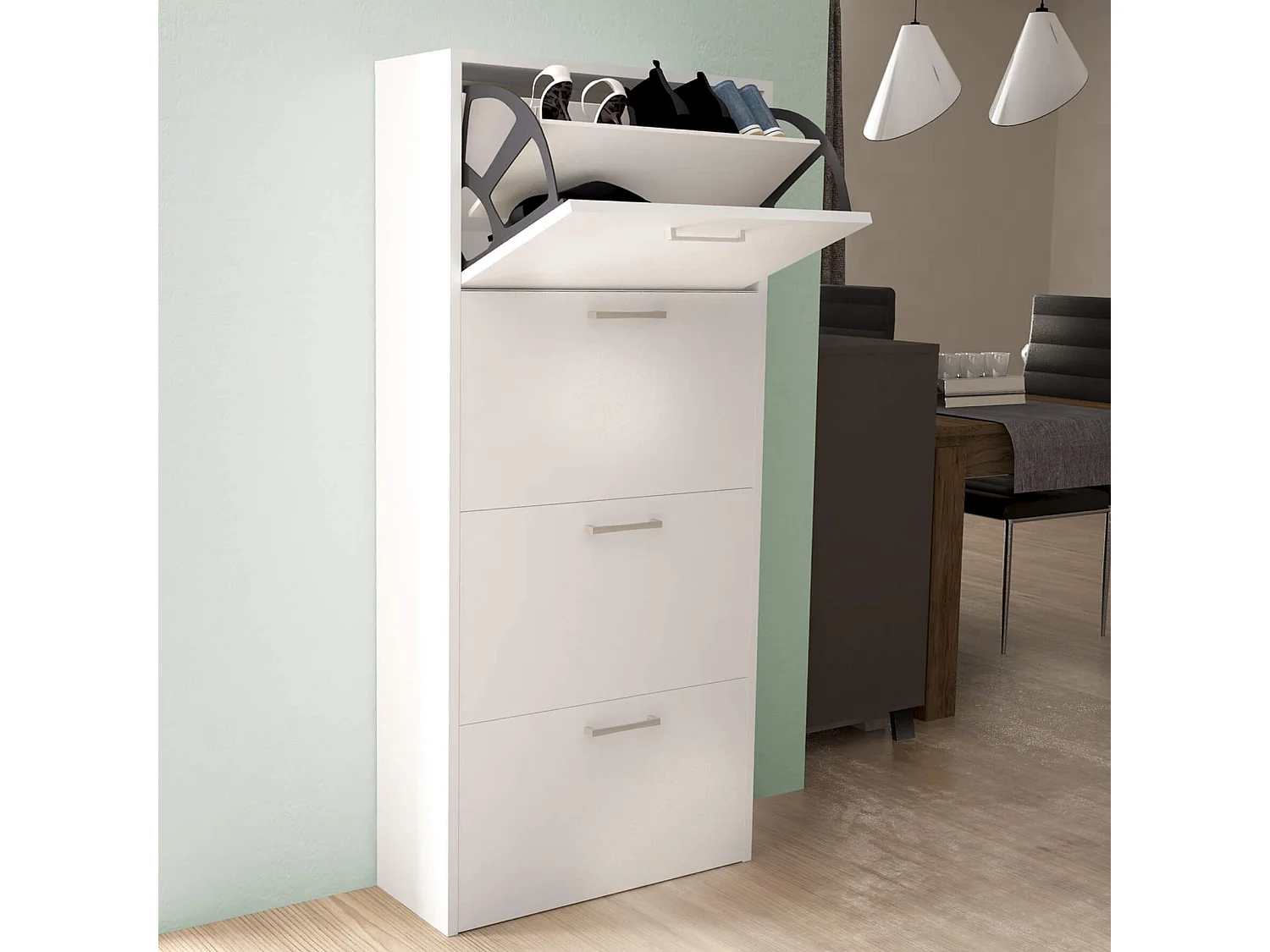 MilaniHome.it - scarpiera 4 ante a ribalta cm 59x25x140 h Colore: Biancodi coloreBianco