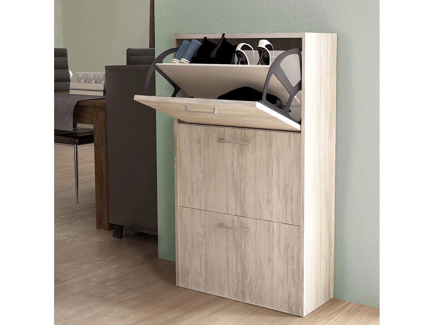 MilaniHome.it - scarpiera 3 ante a ribalta cm 59x25x105 h Colore: Marrone chiarodi coloreMarrone chiaro