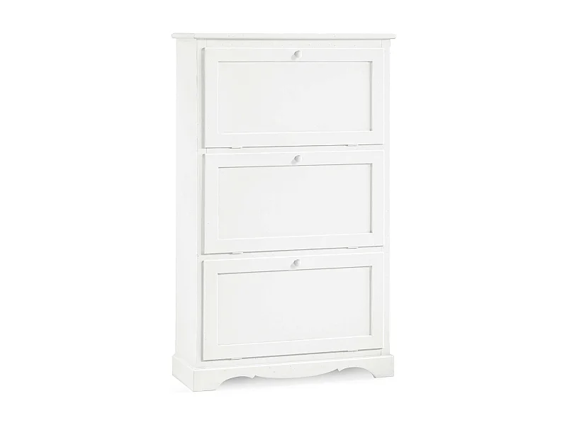 MilaniHome.it - Scarpiera 79x30x130 Bianca Per Interno Ingresso Arte Povera Massello Colore: Biancodi coloreBianco