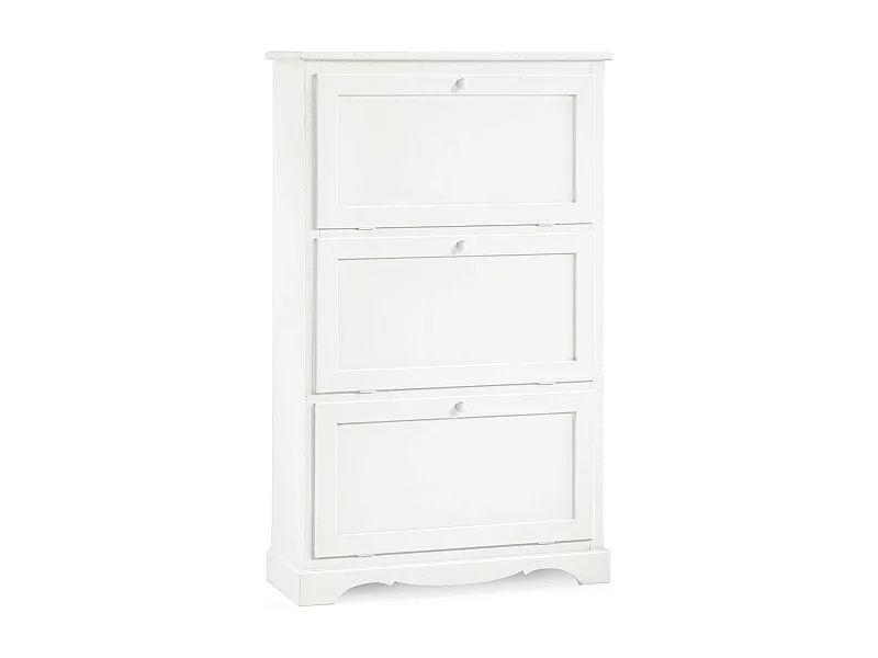 MilaniHome.it - Scarpiera 79x30x130 Bianca Per Interno Ingresso Arte Povera Massello Colore: Biancodi coloreBianco