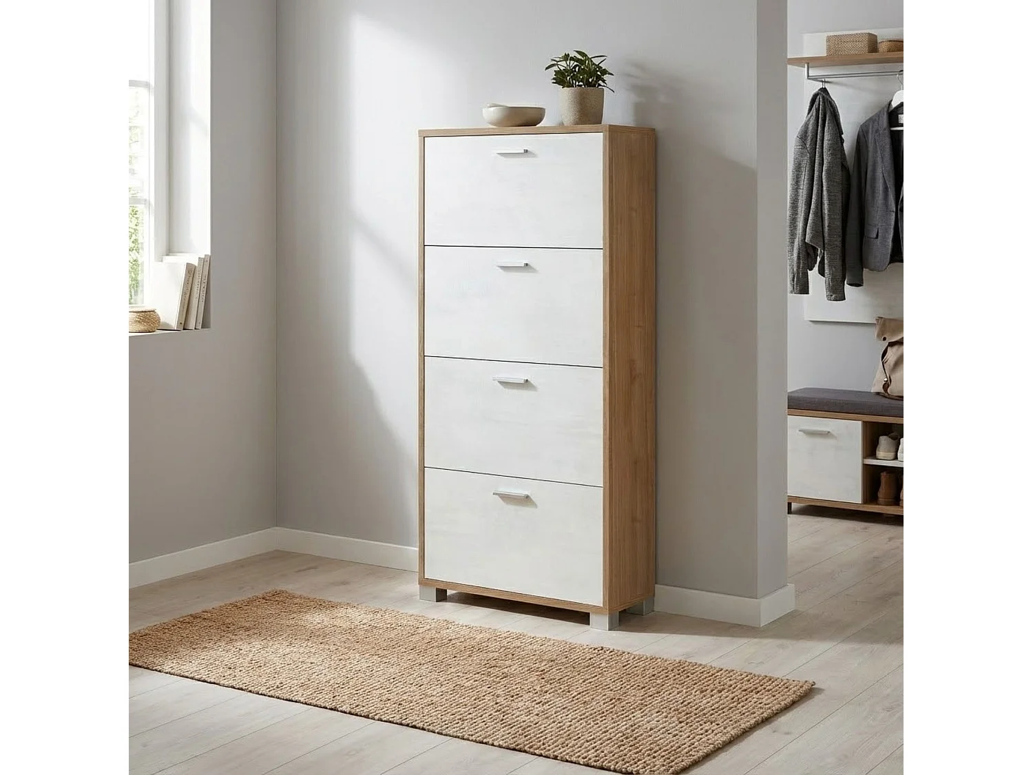 MilaniHome.it - scarpiera a 4 ante di design moderno cm 70 l x 29 p x 154 hdi coloreBianco