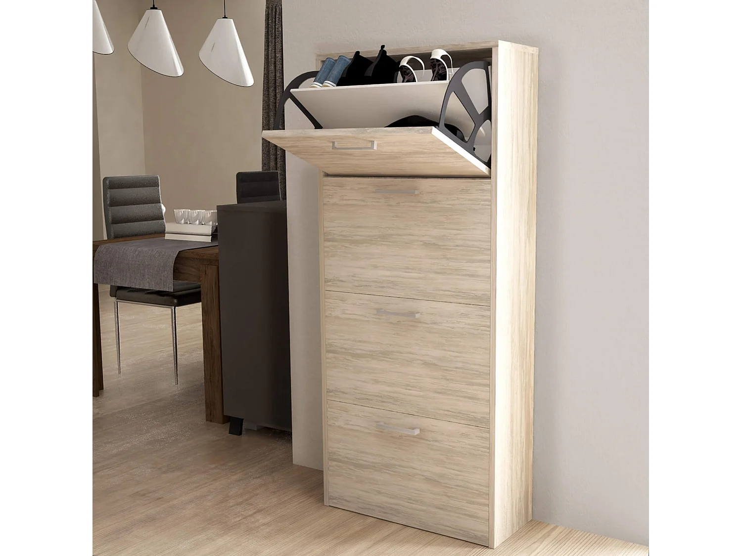 MilaniHome.it - scarpiera 4 ante a ribalta cm 59x25x140 h Colore: Marrone chiarodi coloreMarrone chiaro