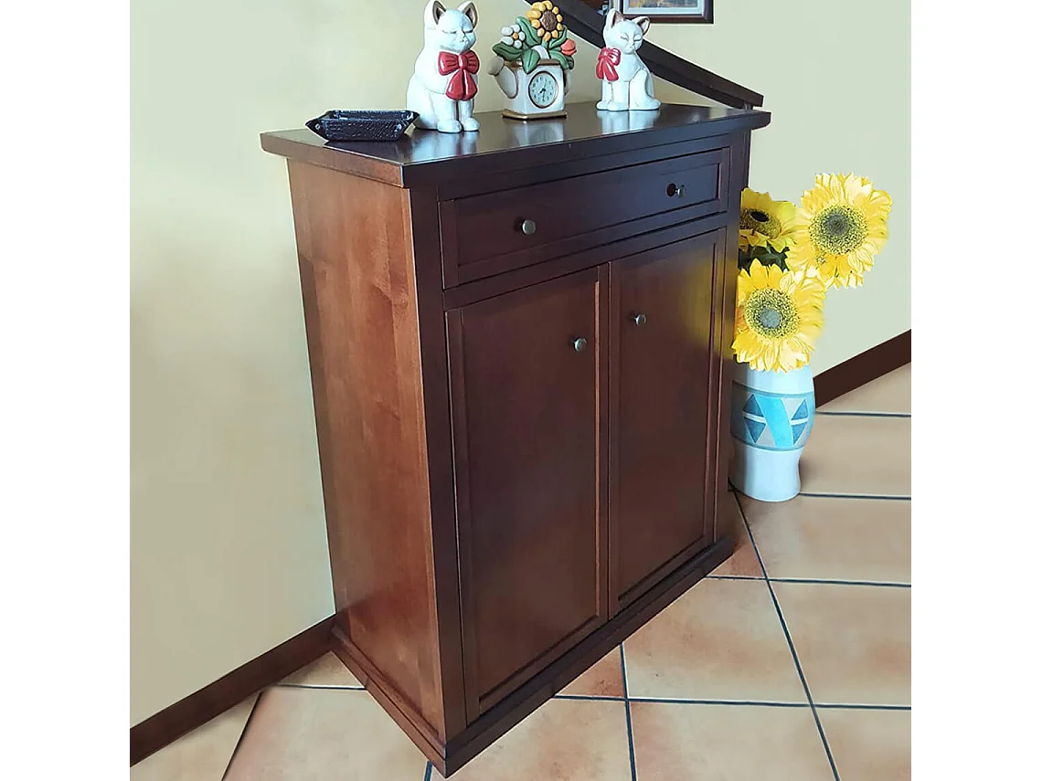 MilaniHome.it - Scarpiera In Legno Massello 87x40x110 Colore: Tinta nocedi coloreTinta noce