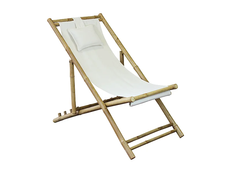 MilaniHome.it - sdraio da giardino in bamboo di design per esterno giardino cm 117 l x 60 p x 68 hdi coloreBianco